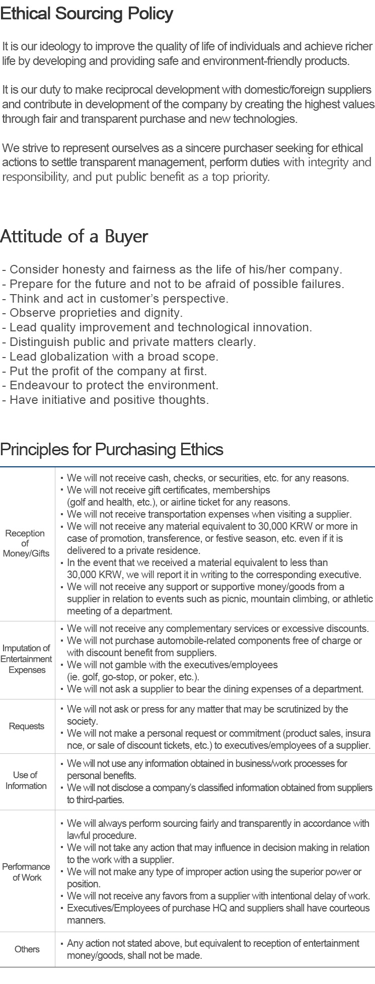 Ethical Sourcing Policy